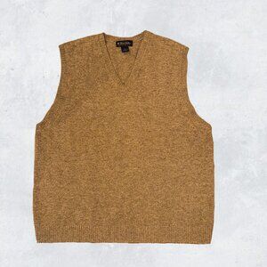 Brooks Brothers Sweater Vest Men's XL tan 100% Pure Lambs Wool sweater vest